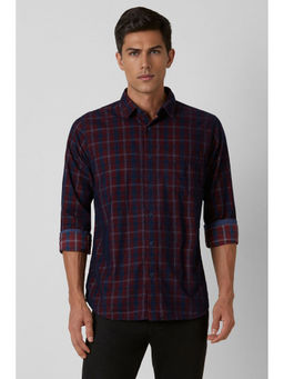 Van Heusen - Men Maroon Slim Fit Check Full Sleeves Casual Shirt