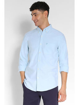 American Eagle - Men Green Slim Fit Solid Oxford Button-Up Shirt