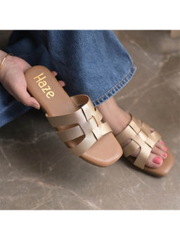 Coral Haze - Light Gold Multiple Straps Flats