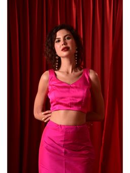 LAALZARI - Magenta Pink Sweet Heart Neck Blouse