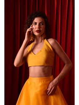 LAALZARI - Yellow Halter Neck Blouse