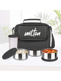 Milton - Black New Steel Combi Lunch Box Set