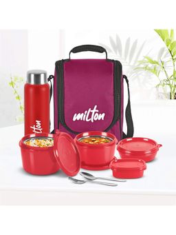 Milton - Maroon Pro Lunch Box with Steel Cutlery