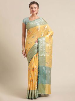 Banarasi Silk Works - Mulberry Woven Saree Yellow with Unstitched Blouse