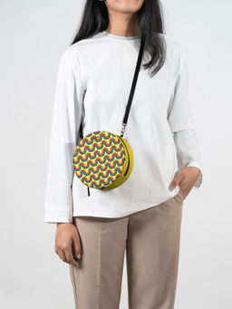 DailyObjects - Wavey Yellow Orbis Crossbody Bag