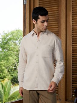 Campus Sutra - Men Saltbox Beige Modular Solid Shirt