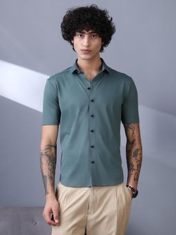 Campus Sutra - Men Sea Green Seamless Solid Shirt