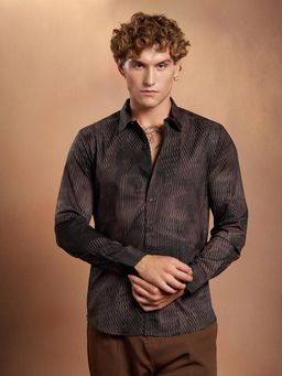 Campus Sutra - Men Midnight Mocha Brown Meshura Regular Shirt