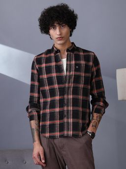 Campus Sutra - Men Onyx Black Shadow Graph Regular Shirt