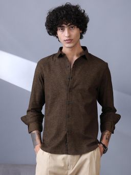 Campus Sutra - Men Coffee Brown Solid Regular Shirt
