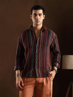 Campus Sutra - Men Multi Color Folk Weave Shirt