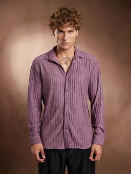 Campus Sutra - Men Grape Purple Trough Crease Shirt