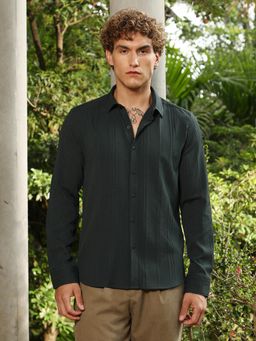 Campus Sutra - Men Sacramento Green Multitrack Tactile Shirt