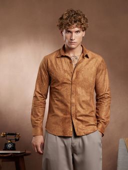 Campus Sutra - Men Copper Brown Crevice Tactile Shirt