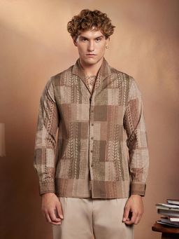 Campus Sutra - Men Mocha Brown Indie Tribal Shirt