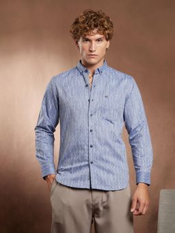 Campus Sutra - Men Powder Blue Quad Weave Regular Shirt