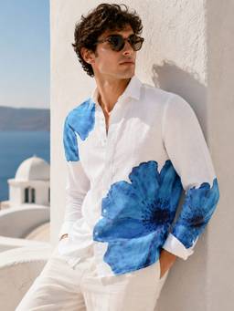 CAHOOT - Men's White Floral Full Sleeve Smart Casual Shirt