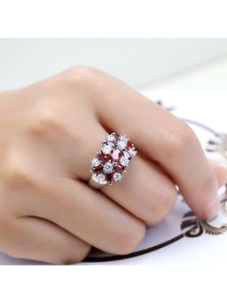 Amorenmore - Crimson Frost Floral Ring