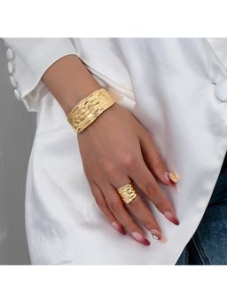 Amorenmore - Molten Gold Cuff with Adjustable Ring