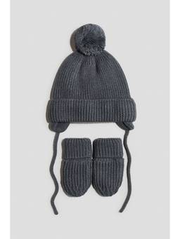 H&M - Kids Grey 2-Piece Beanie and Mittens