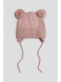 H&M - Kids Pink Fleece-Lined Chin-Tie Beanie