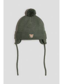 H&M - Boys Green Fleece-Lined Chin-Tie Beanie