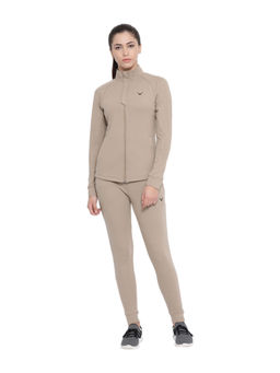 INVINCIBLE - Beige Womens Athleisure Slim Fit Luxury Tracksuit (Set of 2)