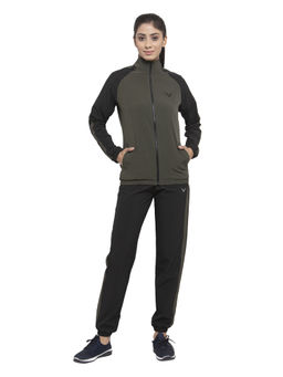 INVINCIBLE - Olive Black Womens Light Weight Lounge Tracksuit (Set of 2)