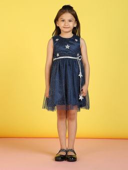 Nautinati - Girls Embellished Net Fit & Flare Dress