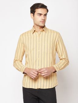 CRIMSOUNE CLUB - Men Striped Yellow Shirt