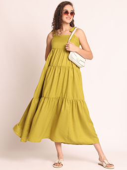 AOBA - Women Green Sleeveless Maxi Dress