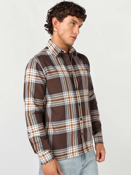 Bewakoof - Men Brown Checks Regular Fit Shirt