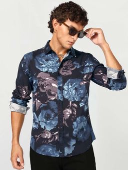 Bewakoof - Men Navy Blue All Over Floral Printed Shirt