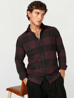 Bewakoof - Men Maroon Checks Regular Fit Shirt