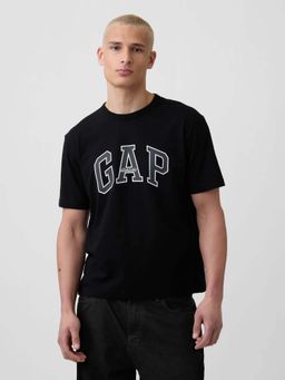 GAP - Men Black Logo Text Printed Regular Crew T-shirt