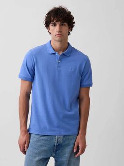 GAP - Men Blue Solid Regular Fit Polo T-shirt