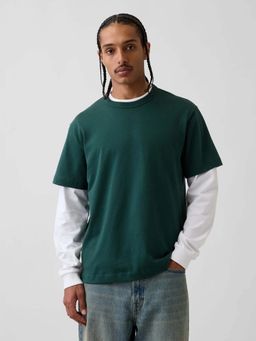 GAP - Men Green Solid Regular Casl T-shirt