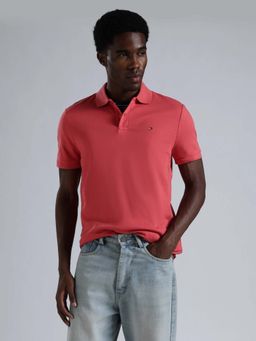 Tommy Hilfiger - Men Red Solid Regular Fit Cotton Polo T-shirt