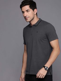 WROGN - Men Grey Basic Solid Polo T-shirt