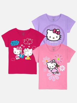 Kidsville - Hello Kitty Featured T-Shirt for Girls - Multi (Pack of 3)
