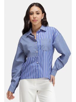 Virgio - Cotton Stripe Patchwork Shirt for Women