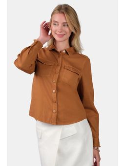 Virgio - Solid Cotton Collar Neck Shirt for Women