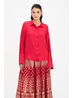 Virgio - Solid Viscose Full Sleeve Collar Neck Shirt for Women