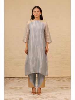 EEDA - Grey Shoulder Patch Kurta with Pant (Set of 2)