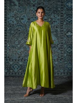 EEDA - Green Embroidered Maxi Dress
