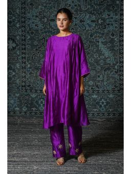 EEDA - Purple Embroidered Kurta with Pant (Set of 2)