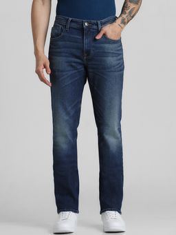 Jack & Jones - Blue Clark Regular Fit Low Rise Stretch Jeans