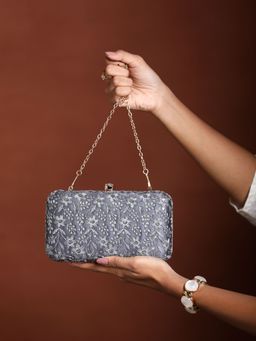 Horra - Grey Flowerleaf Clutch