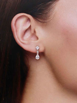 Kai Jewel - Sterling Silver Rose Gold Tear Drop Solitaire Drop Earrings