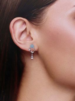 Kai Jewel - Sterling Silver Floral Solitaire Drop Earrings